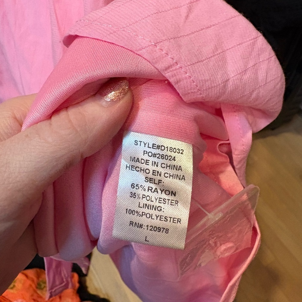 Entro Womens Barbie Pink Baby Doll Long Sleeve Button Up Dress Size Large - Picture 10 of 11